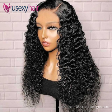 Usexy 100% raw Indian human hair wigs extension full hd lace lace wig human water wave lace frontal wig